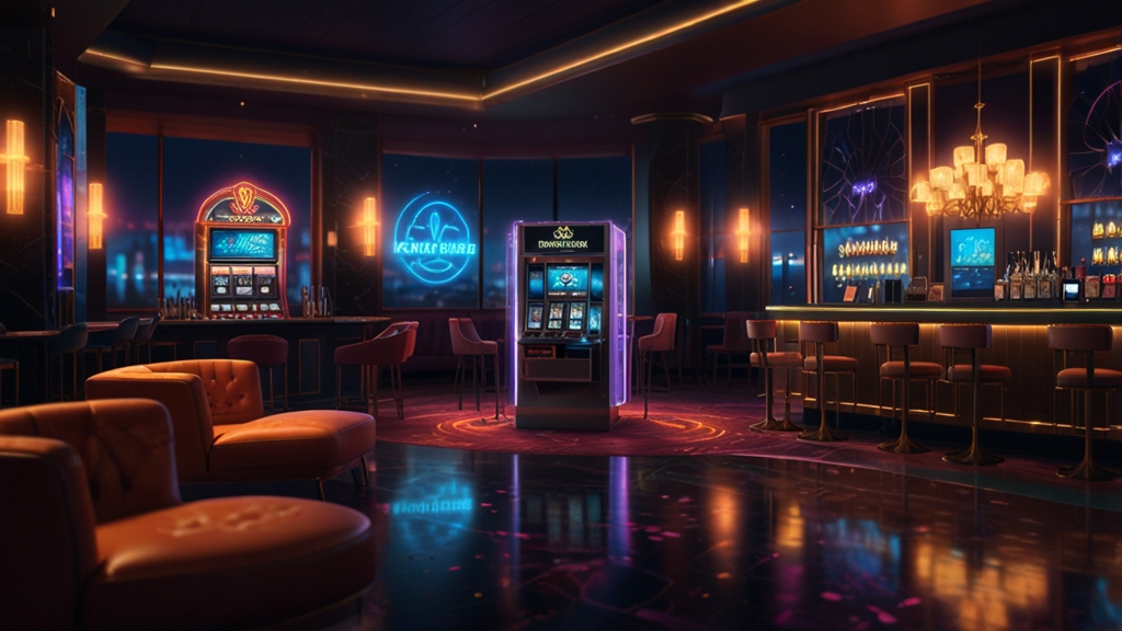 A phone login screen with email and password fields in a dark casino setting