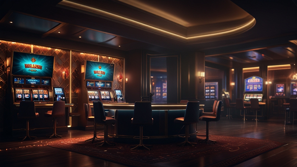 Casino registration form on a glowing monitor in a dark gaming setting